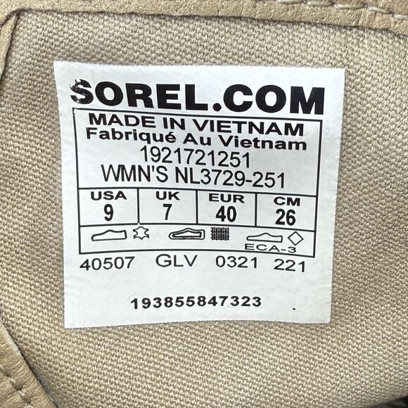 Womens Sorel Harlow Conquest Tan Leather WP Wedge Ankle Boots Size 9 - Picture 11 of 11